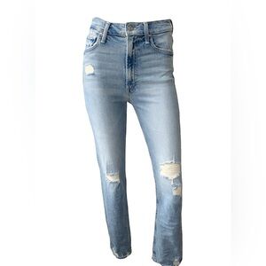 MOTHER Light Blue Distressed Skinny Jeans